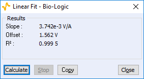 Example of linear fit at 2.00 V ± 60 mV. 