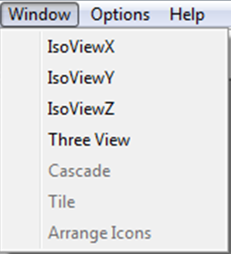 The Window dropdown menu allows a variety of views of the data to be selected.