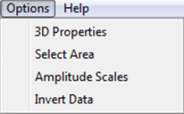 The Options menu allows selection of many of the functions needed to render a 3D map.