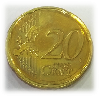 The 20 cent Euro coin shown was measured using ic-ac-SECM.