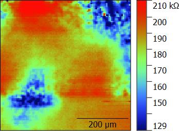 A commercial cathode material was measured by ac-SECM using a 10 µm Pt UME probe. 