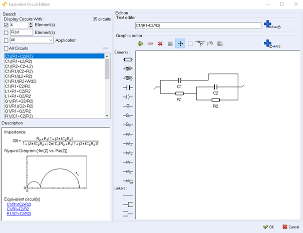 Figure 12: The Electrical Equivalent Circuit editing tool EC-Lab®