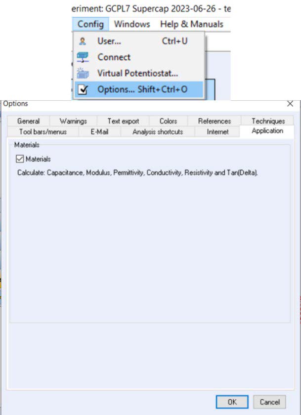 Figure 3: Activation of the materials checkbox